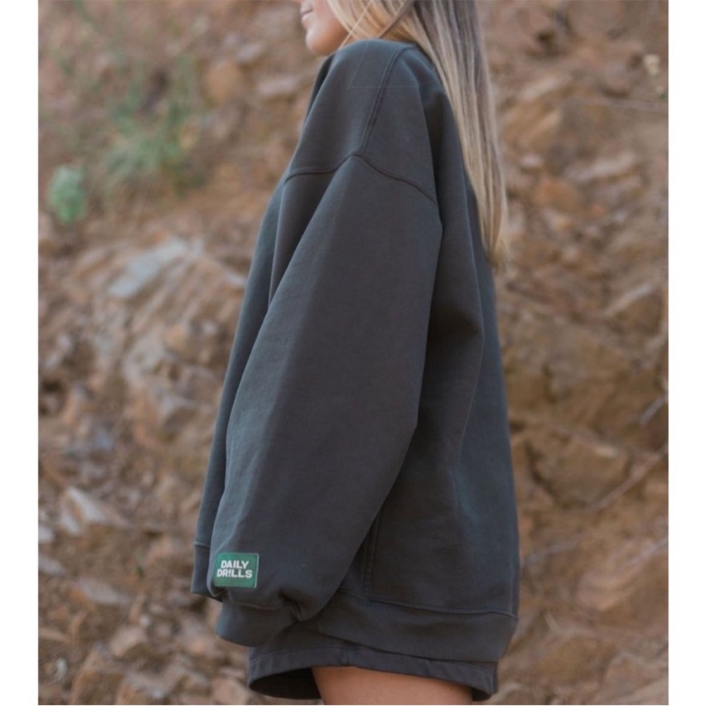 Daily Drills Oversized Crew Neck Sweatshirt Unisex M/L Vintage Black - Picture 11 of 15